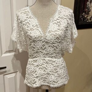Mudd White Lace Blouse